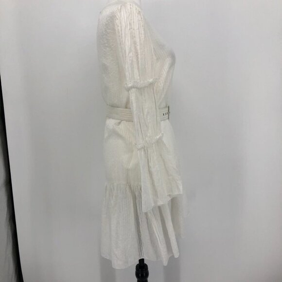 CAMI NYC Shawn White Belted Cotton and Silk Jacquard tiered sleeve mini dress SP - Picture 11 of 16